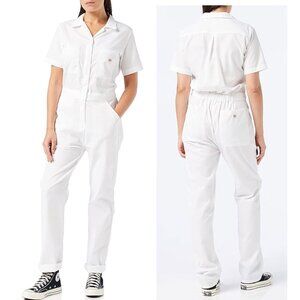 Dickies Women's Short Sleeve Coveralls XS White Cotton Blend Lightweight Flex